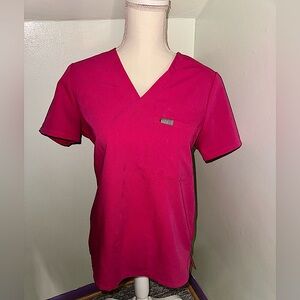 FIGS SHOCKING PINK SCRUB TOP (SMALL)